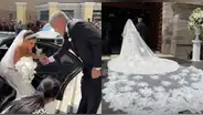 Alejandra Baigorria deslumbra con su imponente vestido blanco al llegar a su boda para darle el "sí" a Said Palao
