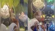 Alejandra Baigorria realiza arriesgada acrobacia en su fiesta de bodas y deja en shock a sus invitados