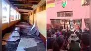 Techo de colegio colapsa en Huamanga y padres exigen presencia de gobernador Wilfredo Oscorima: "Nuestros hijos corren peligro"