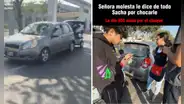 Señora furiosa le reclama a streamer Sacha por chocar su carro con su moto: "Ustedes manejan como **"