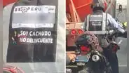 Motociclista peruano desata risas al usar chaleco, pero con insólita frase: “Soy cachudo, no delincuente”