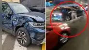 Balacera en Vía Expresa: preciso momento del violento choque de auto de delincuentes que terminó en su captura