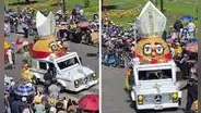 ‘Papamóvil’ se lució en desfile de alegorías en Cusco y usuarios reaccionan: “De Perú para el Vaticano”