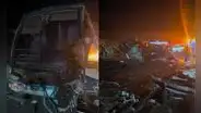 Triple choque entre camioneta, camión semiremolque y bus deja 1 muerto y 5 heridos en Arequipa