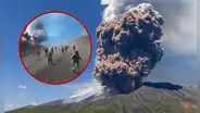 Impactante video muestra la furiosa erupción del volcán Etna y a decenas de turistas huyendo aterrados en Italia