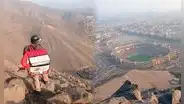 Repartidor sube a un cerro en Ate para entregar pedido, pero aprovecha para ver partido de Universitario en el Monumental