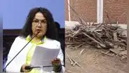 Derrumban parte de la vivienda de la congresista María Acuña que se construyó en plena vía pública en Pimentel