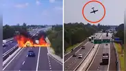 Tragedia aérea conmociona Italia: video muestra cómo una avioneta explota al estrellarse en autopista y deja dos muertos