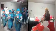 Obreros de construcción organizan su desfile militar usando materiales reciclados y redes estallan: "Hasta salió Dina"