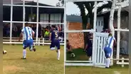 Jugador pierde pelota dividida con rival, le cierra la puerta y le pone seguro para que no regrese al campo: video es la sensación en redes