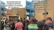 Policía evita que un fiscalizador decomise el puesto de un ambulante de churros en Chimbote