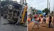 Tráiler lleno trigo se vuelca tras accidente en el Callao: vecinos llegaron hasta con carretilla para saquear el producto