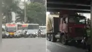 Caos en Vía Expresa del Paseo de la República: tráiler atrapado en puente 28 de julio genera gran congestión