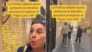 Ciudadana peruana acusa a policía italiana de impedirle portar la bandera nacional durante visita al León XIV: ''Usted no sabe que el Papa viene de Perú''