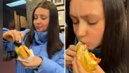 Joven chilena prueba pan con chicharrón y lo compara con la marraqueta de Chile: "¿Cómo un pan con palta le va a ganar?"