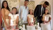 Novio de Jazmín Pinedo asume importante rol en primera comunión de la hija de Gino Assereto y se luce en celebración
