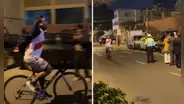 Peruano en bicicleta grita eufórico frente a la casa de Dina Boluarte tras su vacancia y redes lo apoyan: “Nos representa a los 33 millones”