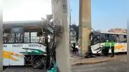 Bus de la empresa La Roma chocó contra estación de Línea 1 del tren en San Juan de Lurigancho: cobrador quedó atrapado en vehículo