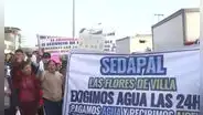 Vecinos de San Juan de Miraflores bloquean la Panamericana Sur en protesta contra Sedapal: "Pagamos agua y recibimos aire"