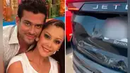 Karla Tarazona y Christian Domínguez sufren accidente vehicular y muestran cómo quedó su camioneta: “Nos chocaron”