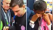 Lionel Messi firmó la camiseta a Pol Deportes: joven narrador rompió en llanto tras conocer al argentino