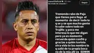 Christian Cueva publica potente mensaje donde menciona a exfutbolistas: "Llegó el momento de decir todo lo que sé"
