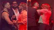 Nicola Porcella quiso besar en broma a exfutbolista mexicano Aldo de Nigris y este casi lo agrede en careo del Ring Royal Fight