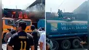 Reportan fuerte incendio en Villa El Salvador: fuego consume local donde almacenaría muebles