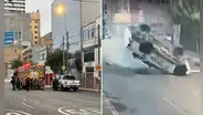 Patrullero se vuelca tras brutal choque en avenida Petit Thouars: policía queda grave durante presunta persecución