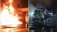 Feroz incendio consumió cochera con 14 vehículos de transporte público en Independencia: conductores no descartan ataque por extorsión