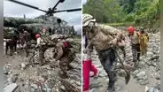 Rescatan por vía aérea a 7 miembros de una familia que quedó atrapada en la Carretera Central tras las fuertes lluvias