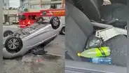 Auto con jóvenes y alcohol dentro se despista en Magdalena: choca contra árbol y termina llantas arriba