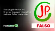 ¿El actual Congreso reformó 110 artículos de la Constitución de 1993? Es falso lo que afirma el plan de gobierno de Juntos por el Perú
