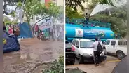 Cisternas de Jesús María mojan a manifestantes de JP en parque y municipio responde: “No es un tema político”