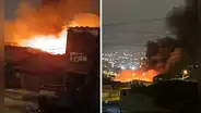 Fuerte incendio consume viviendas en Villa El Salvador: 9 unidades de bomberos atienden la emergencia
