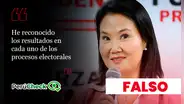Es falso que Keiko Fujimori haya reconocido los resultados en todos los procesos electorales