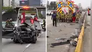 Accidente en Vía Expresa: auto choca con guardavía y termina destruido cerca de la estación Canadá del Metropolitano