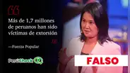 Plan de gobierno de Fuerza Popular afirma que 1,7 millones de peruanos fueron extorsionados, pero el cálculo es errado