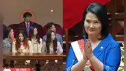 Kyara Villanella impacta al llegar con su novio Adrián Harboe a la juramentación de su madre Keiko Fujimori como presidenta