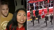 Pareja viajó desde Nueva York para vivir el Desfile Cívico Militar 2026 en la avenida Brasil: "Te amo, Perú"