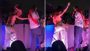 Korina Rivadeneira es ignorada por vocalista de Rawayana tras acercarse a bailar durante concierto