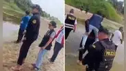 Fiscal es cargada por policías para evitar mojarse los zapatos durante levantamiento de cadáver en Piura