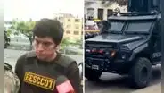 "Jhonsson Pulpo" llega a la sede policial Grecco a bordo de "La Bestia", vehículo del SUAT, en Cercado de Lima