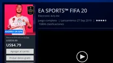 FIFA 20 disponible a solo 5 dólares con un 92 % de descuento para PS4 yPC