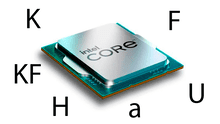 ¿Qué significan las letras K, F, KF, U, a y H en los procesadores Intel?