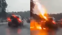 Mujer se salva de morir cuando dos rayos chocan contra su auto [VIDEO]