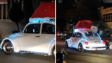El ‘vocho’ Claus: adorna auto Volkswagen con temática navideña y causa sensación en redes