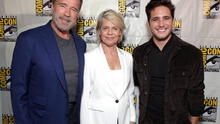 Diego Boneta se luce al lado de Arnold Schwarzenegger y Linda Hamilton