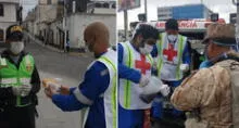 Arequipa: Voluntarios de la Cruz Roja regalan refrigerios a soldados y policías 