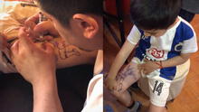 Niño quería un tatuaje de Maradona y su tío lo sorprende al hacerle uno con lapicero